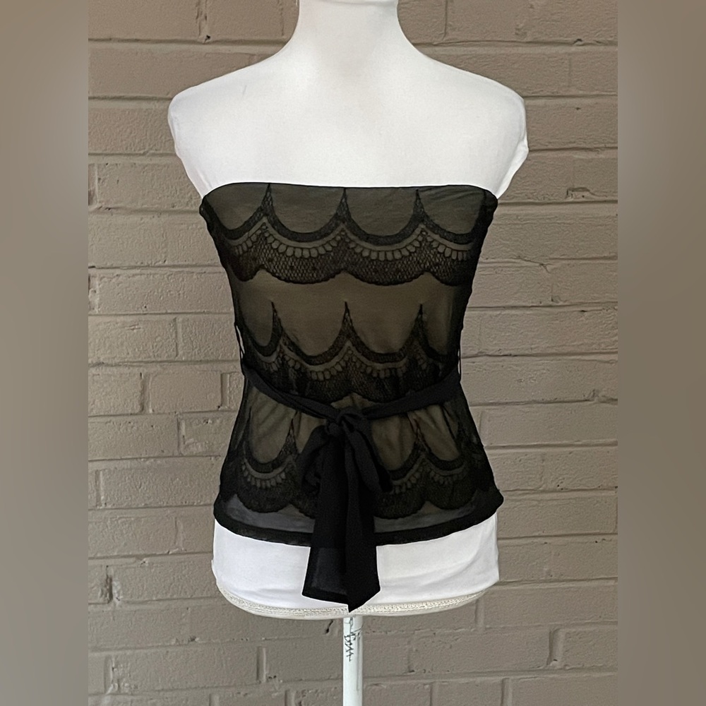The Limited black strapless lace top M